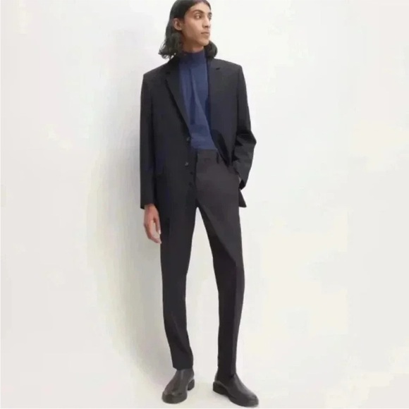 NWT Everlane Men's Navy Wool Blend Flat FrontCropped Dress Pant Trouser 29x30